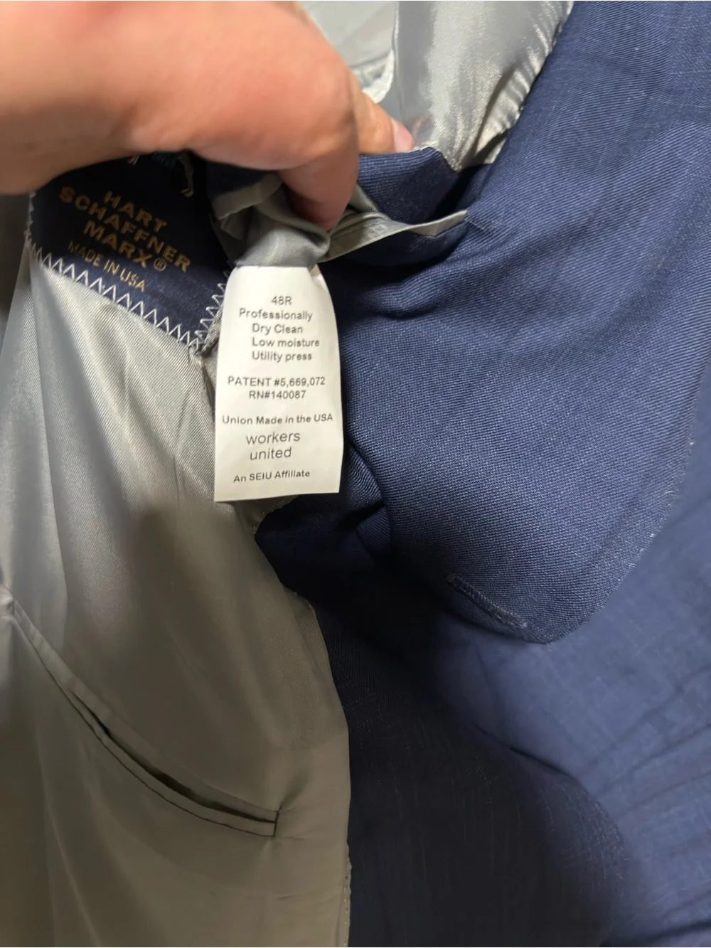 Hart Schaffner Marx Men’s Blue Plaid 2 Piece Suit 48R Made in USA